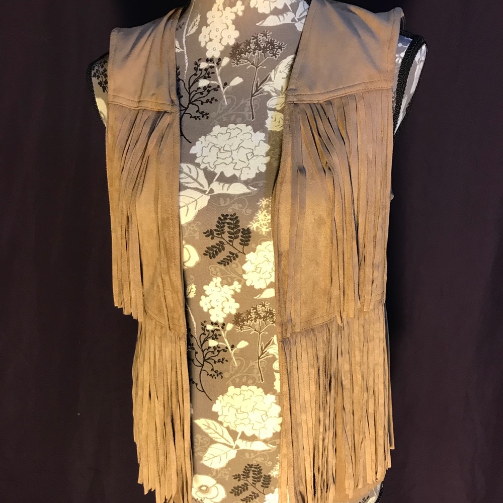 Never worn suede fringe vest